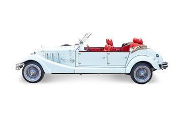 Retro cabrio car, vintage classics - white background - obrazy, fototapety, plakaty