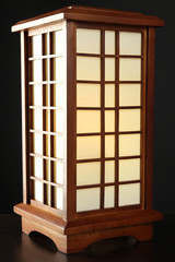 Japanese table lamp on grey background