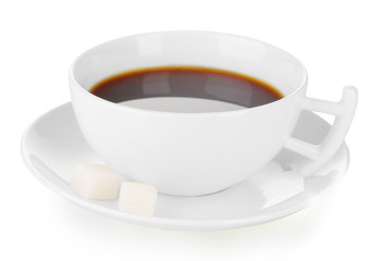 A cup of strong coffee isolated on white