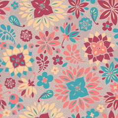Fototapeta na wymiar abstract seamless pattern with flowers