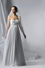 Fototapeta premium Beautiful bride in a luxurious wedding dress