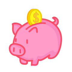 Piggy Bank saving isolated illustration