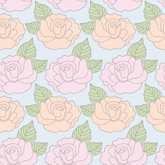 Seamless of rose flower background pattern , Vector illustration
