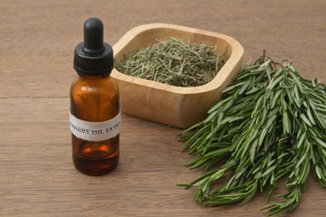 Rosemary herb and aromatherapy  essential oil dropper bottle