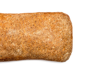 fresh whole rye bread over white background