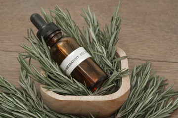 Rosemary herb and aromatherapy  essential oil dropper bottle
