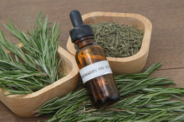 Rosemary herb and aromatherapy  essential oil dropper bottle