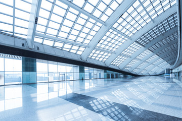 Modern building interior, luxurious lobby.