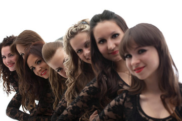 Obraz premium Group of young attractive girls, close-up