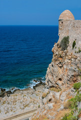 Fototapeta na wymiar Mediterranean sea and Fort of Rethymno at Crete, Greece
