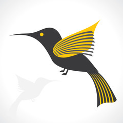 Grey and yellow bird icon vector