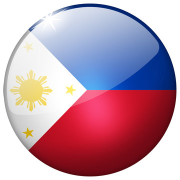 Philippines Round Glass button isolated on white