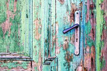 Handle on old wooden door