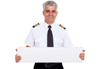 senior captain presenting blank white board
