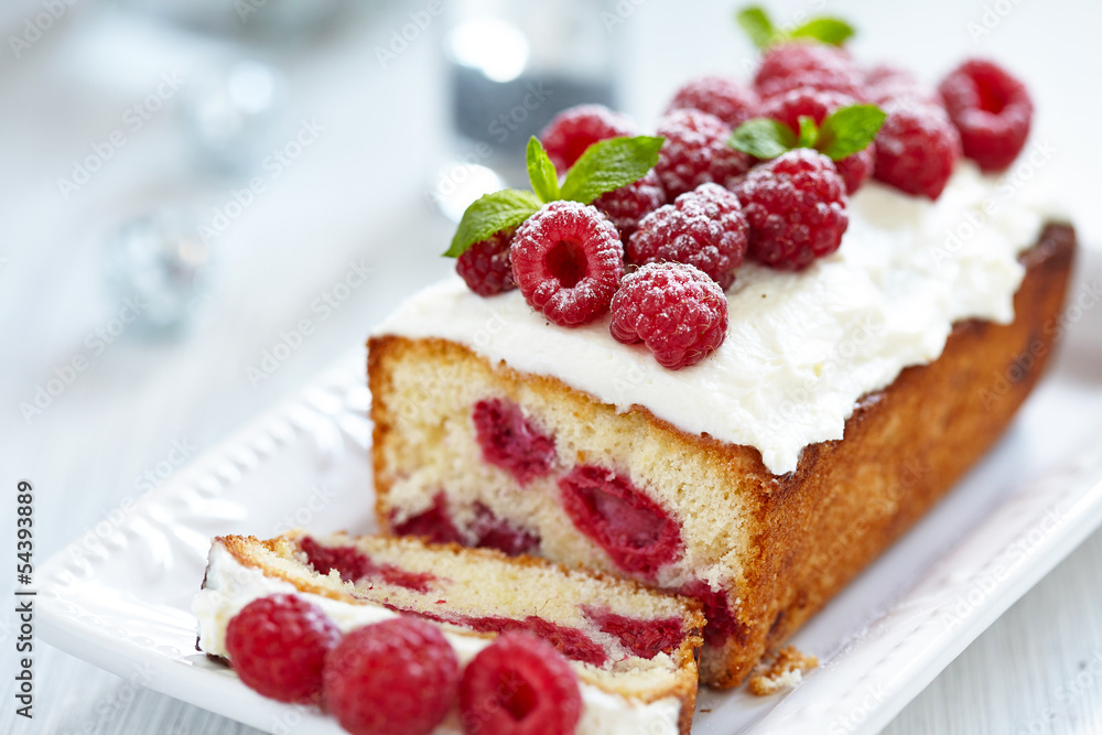 Wall mural Raspberry Cake for holidays - Wall murals
