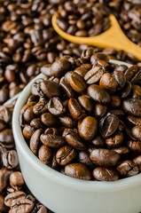 Coffee beans on cup