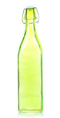 Empty color glass bottle, isolated on white