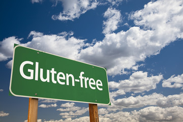 Gluten-free Green Road Sign and Clouds