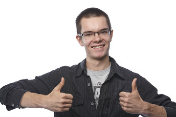 Junger Mann - Beide Daumen hoch
