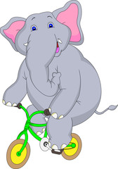 elephant cartoon with bicycle