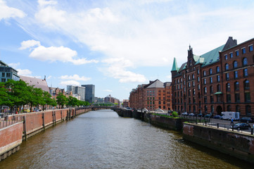 Fototapeta premium Warehouse district and the Port of Hamburg