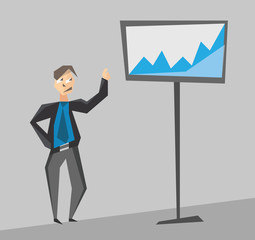 Cartoon business concept graph success vector illustration