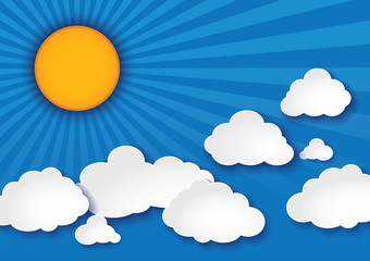 Strahlende Sonne mit weißen Wolken