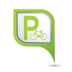 Parking for bicycle icon on map pointer, vector illustration
