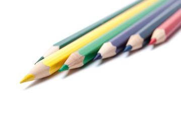 Colorful pencils on white