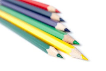 Colorful pencils on white