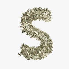 Buchstabe S gebildet aus Dollar Banknoten