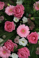 Gerberas and roses, pink bridal flowers