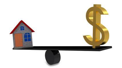 house and dollar seesaw