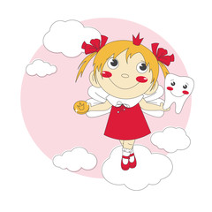 Vector illustration of cute little tooth fairy.