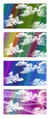 Set of abstract backgrounds with clouds and rays of light