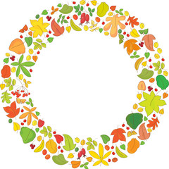 Round backround with autumn leaves