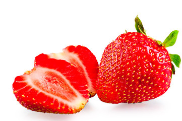 whole and sliced ​​ripe strawberries