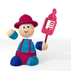 3d graphic of a wooden baby food sign presented from a clown