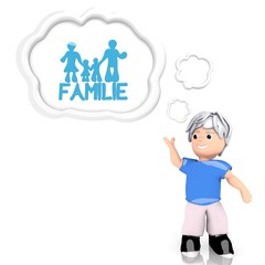 family  in german symbol  thought by a 3d character
