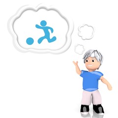 playing boy symbol  thought by a 3d character