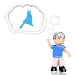 sexy woman sign  thought by a 3d character