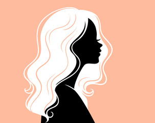 Woman's silhouette with beautiful hair - 54409680