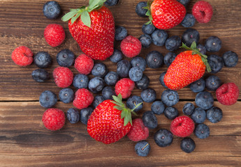 Group of berries from above in a rural style