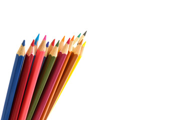 Colour pencils isolated and white background