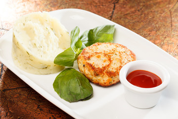 Meat cutlet with mashed potatoes