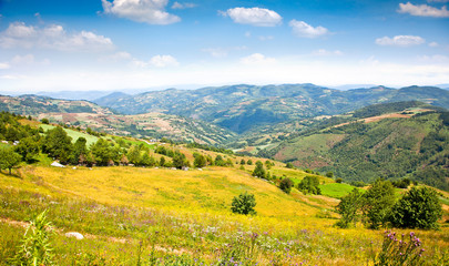 Fototapeta premium idyllic rural landscape on the slopes of Ivanjica, Serbia.