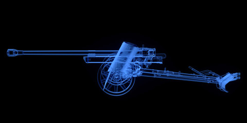 X-ray of artillery cannon