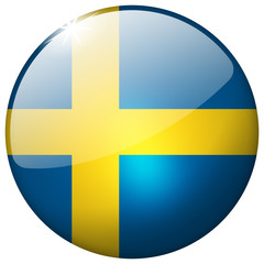 Sweden Round Glass realistic badge