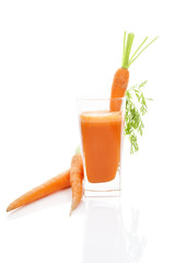 Fresh carrot juice isolated.