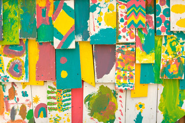 Brightly Colored Wood Shingles Of Lemonade Stand Painted By Chil
